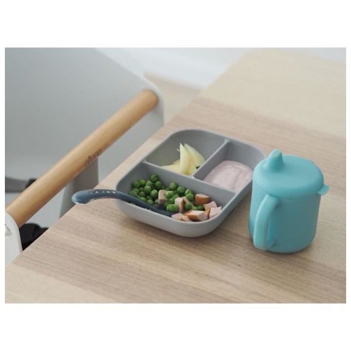 BEABA, Coffret d'apprentissage silicone + tasse - blue