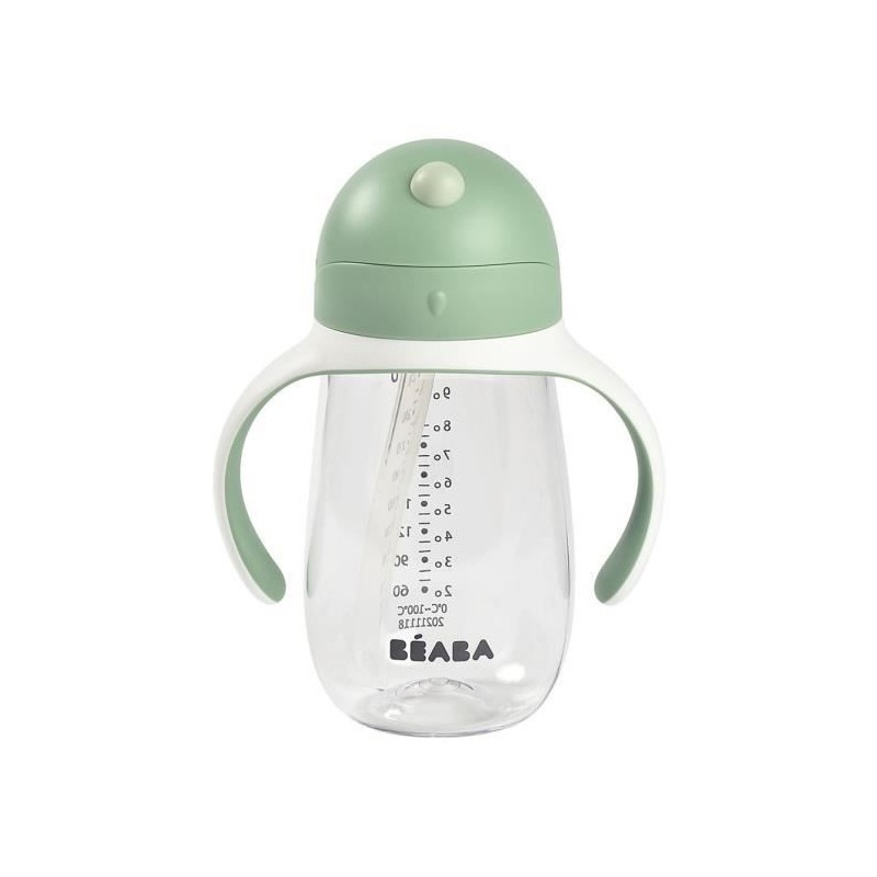 BEABA, Biberon/Tasse d'apprentissage /Tasse paille 300 ml, Vert sauge