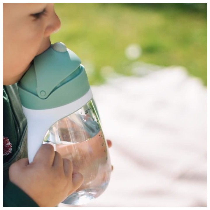 BEABA, Biberon/Tasse d'apprentissage /Tasse paille 300 ml, Vert sauge