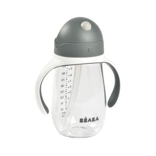 BEABA, Biberon/Tasse d'apprentissage /Tasse paille 300 ml, Gris minér