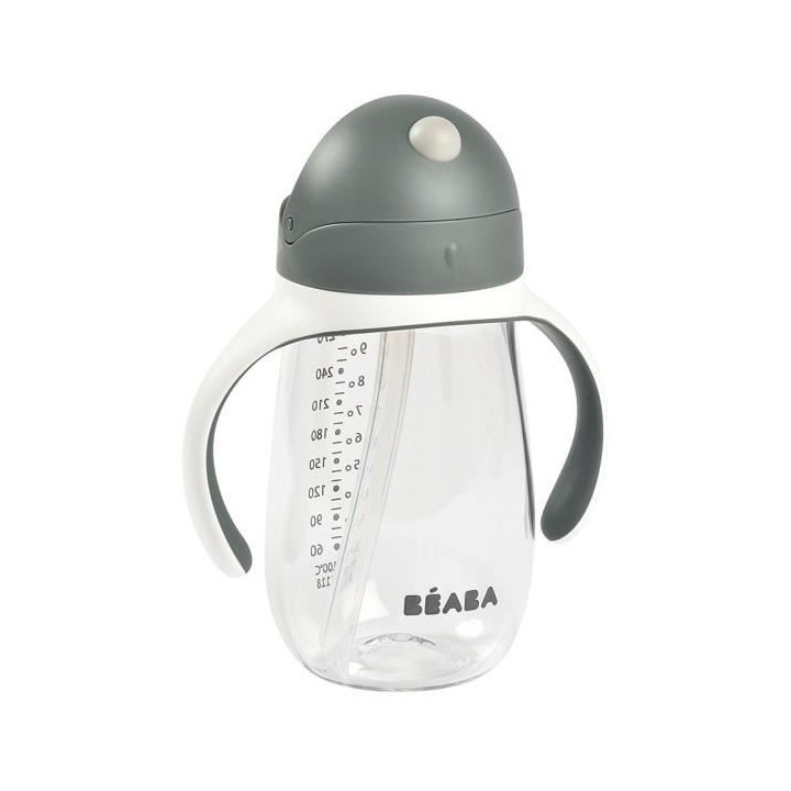 BEABA, Biberon/Tasse d'apprentissage /Tasse paille 300 ml, Gris minér
