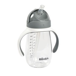 BEABA, Biberon/Tasse d'apprentissage /Tasse paille 300 ml, Gris minéral