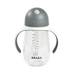 BEABA, Biberon/Tasse d'apprentissage /Tasse paille 300 ml, Gris minéral