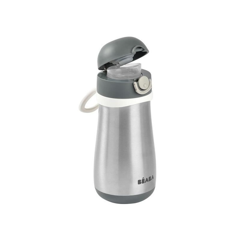 BEABA, Gourde inox 350 ml avec anse, Gris minéral