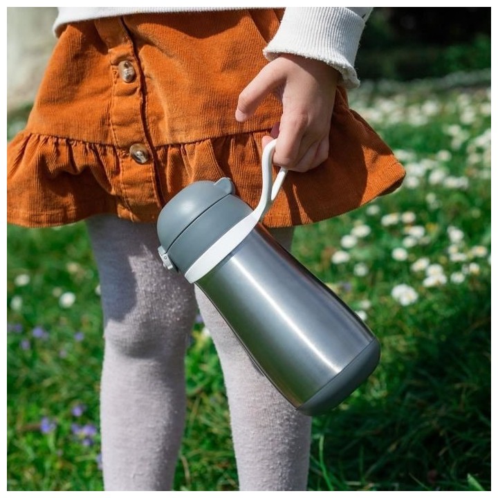 BEABA, Gourde inox 350 ml avec anse, Gris minéral