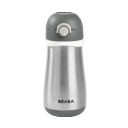 BEABA, Gourde inox 350 ml avec anse, Gris minéral