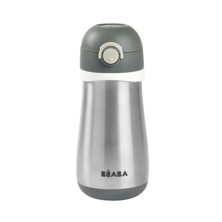 BEABA, Gourde inox 350 ml avec anse, Gris minéral
