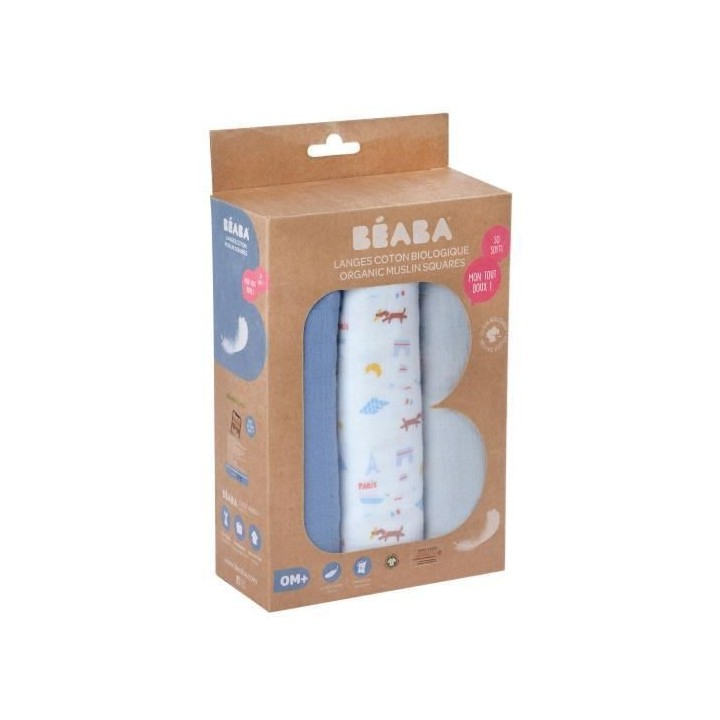 Béaba Maison Lange en Coton Paris 3 unités