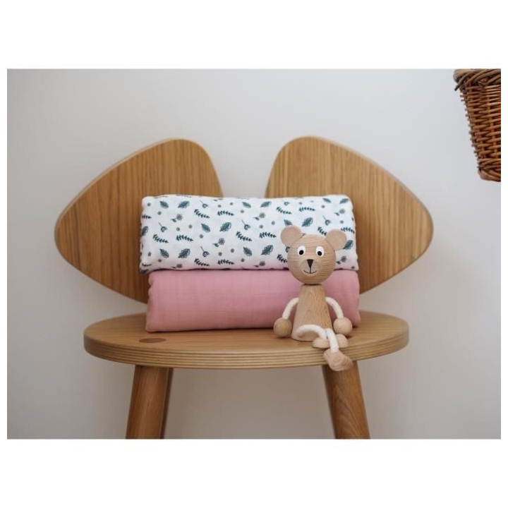 BEABA, Boîte 2 LANGES 120cm - Vieux Rose / Campagne Florale