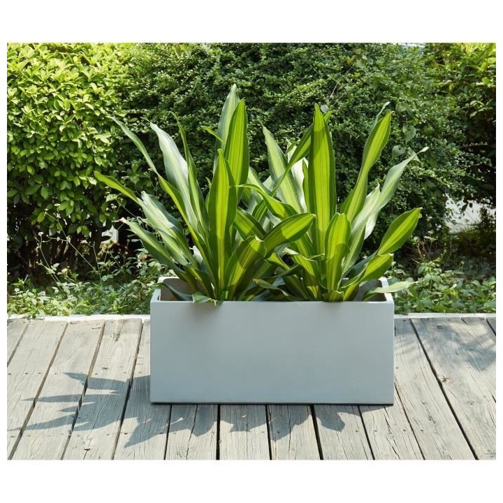 Bac a fleurs en fibre de verre style ciment - 76 x 34 x 32 cm - 80 L -