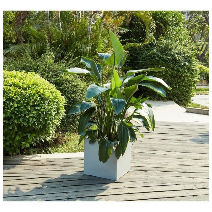 Bac a fleurs en fibre de verre style ciment - 42 x 42 x 40 cm - Gris