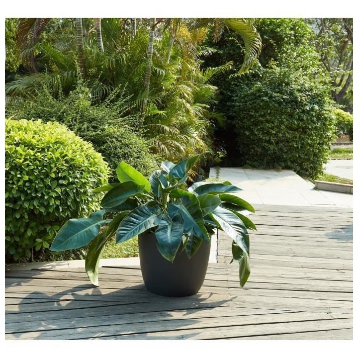 Pot rond en fibre de verre - 50 x 42m - Gris anthracite