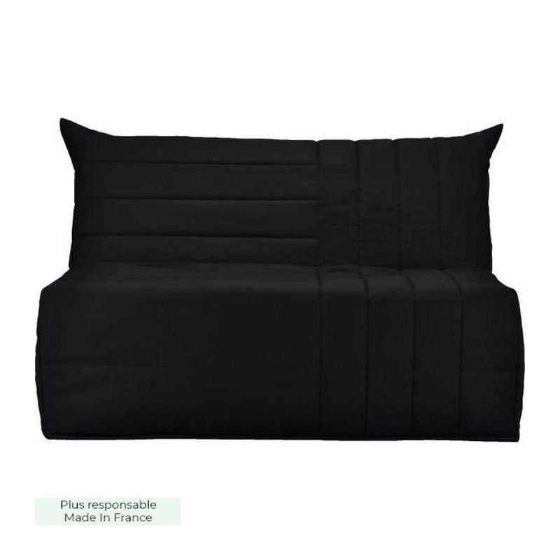 COMFORT BULTEX Banquette BZ 3 places - Made in France - L 142 x P 101 cm - Tissu noir - BECCI