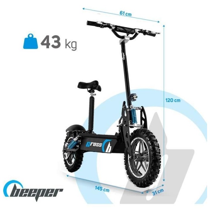 Trottinette Electrique Cross FX1600- BEEPER - Roues 14 - 1600W - Noir