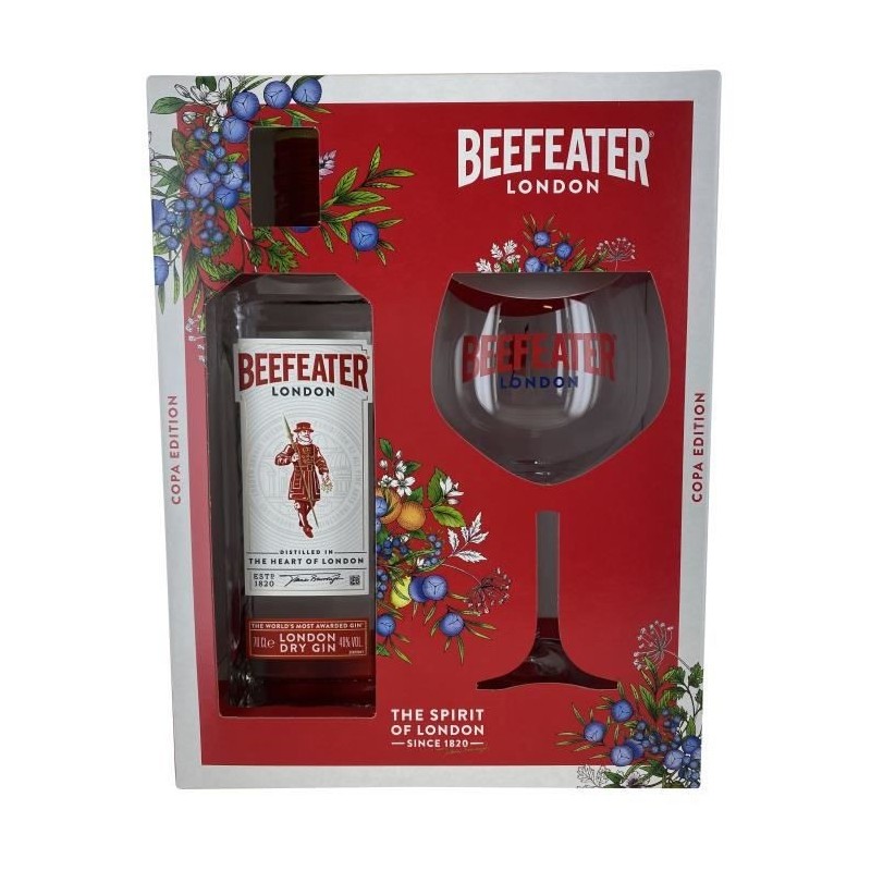 Beefeater - Gin - 40,0% Vol. - 70 cl - Coffret avec verre