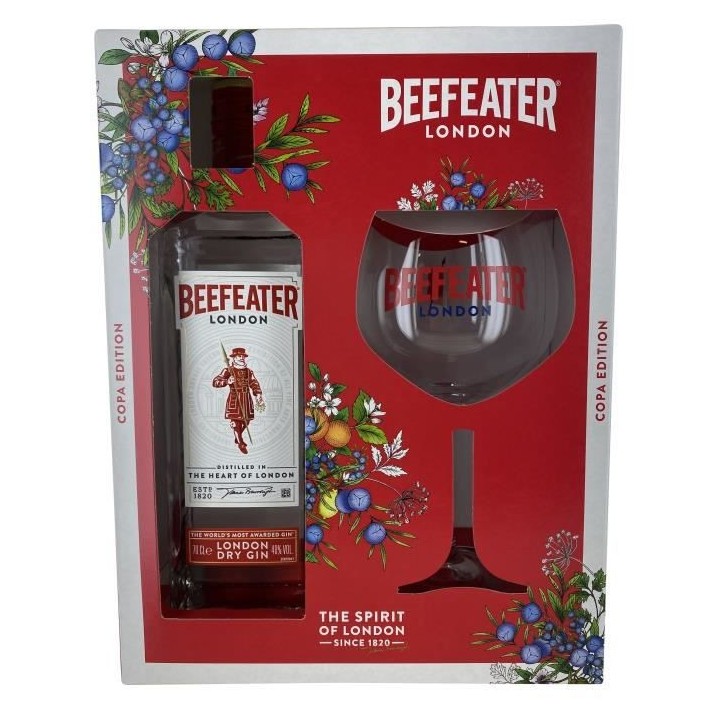 Beefeater - Gin - 40,0% Vol. - 70 cl - Coffret avec verre