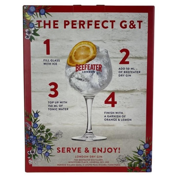 Beefeater - Gin - 40,0% Vol. - 70 cl - Coffret avec verre