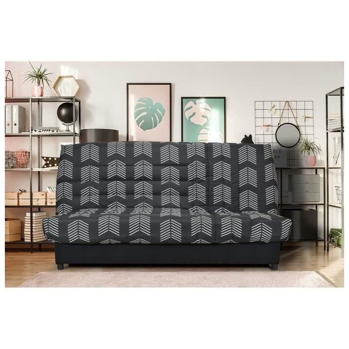 Banquette Clic-clac Beija - Tissu chevrons A111 - Couchage 128 x 188 x