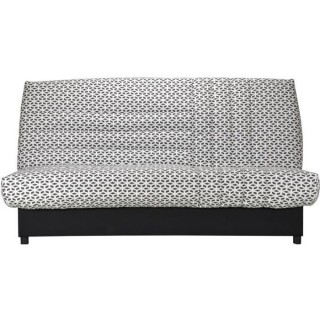 Banquette clic clac 3 places matelas Bultex - Tissu blanc et noir - L