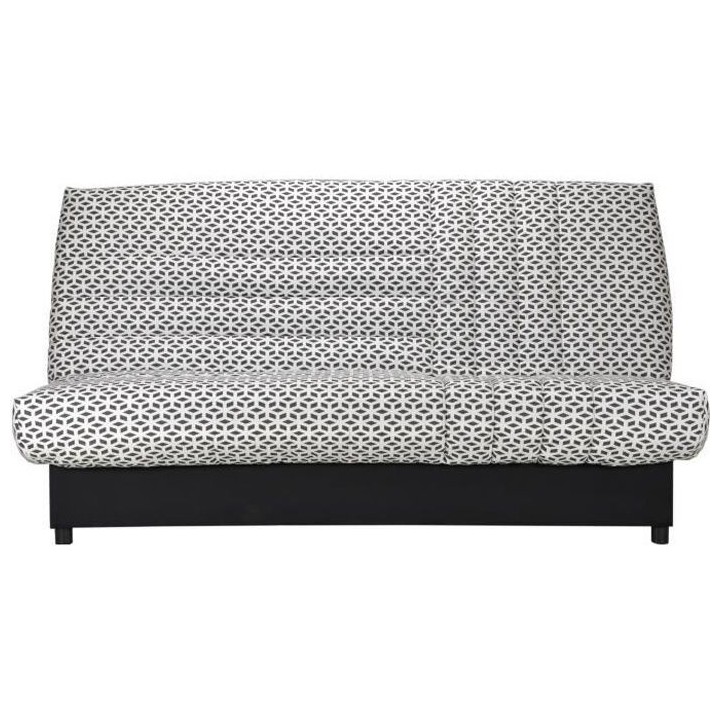Banquette clic clac 3 places matelas Bultex - Tissu blanc et noir - L