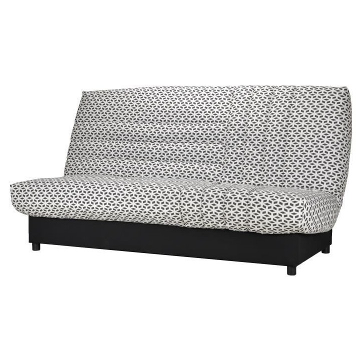Banquette clic clac 3 places matelas Bultex - Tissu blanc et noir - L