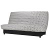 Banquette clic clac 3 places matelas Bultex - Tissu blanc et noir - L 192 x P 95 cm - BEIJA