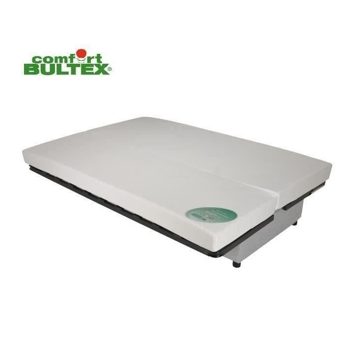 Banquette clic clac 3 places matelas Bultex - Tissu blanc et noir - L