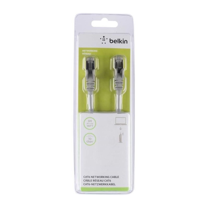 BELKIN Câble sans accroc RJ45 - Cat6 - STP - 5 m - Gris