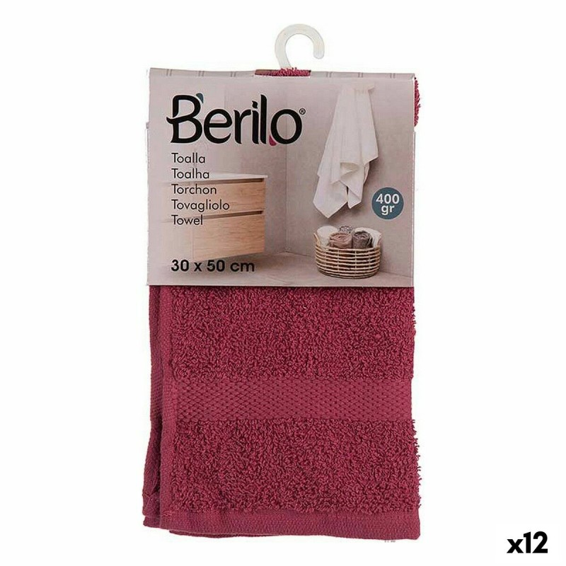 Serviette de toilette 30 x 0,5 x 50 cm Bordeaux (12 Unités)