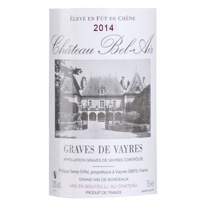 Château Bel-Air 2014 Graves de Vayres - Vin rouge de Bordeaux