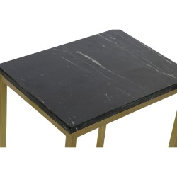 Jeu de 3 tables DKD Home Decor 50 x 35 x 60 cm Noir Doré Marbre Fer