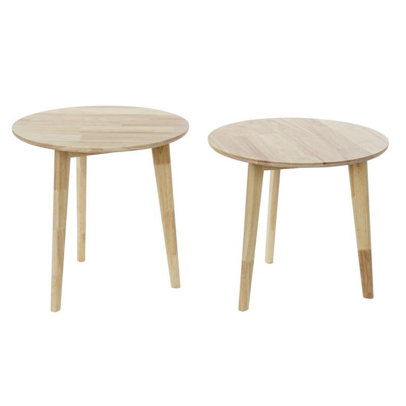 Jeu de 2 tables DKD Home Decor Blanc Naturel Bois d'hévéa 50 x 50 x 49,5 cm