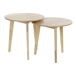 Jeu de 2 tables DKD Home Decor Blanc Naturel Bois d'hévéa 50 x 50 x 49,5 cm