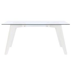 Table de Salle à Manger DKD Home Decor Blanc Transparent Verre Bois MDF 160 x 90 x 75 cm