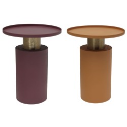 Table d'appoint DKD Home Decor Orange Magenta Doré Fer 36 x 36 x 46 cm (2 Unités)