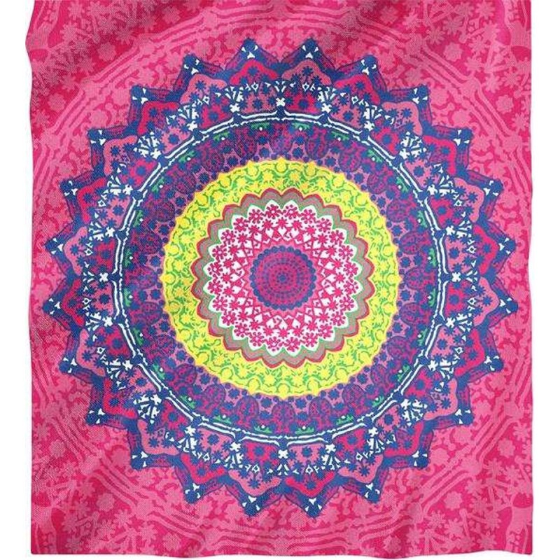 Paréo Secaneta Ilha Double Mandala Framboise 100 % coton 210 x 230 cm