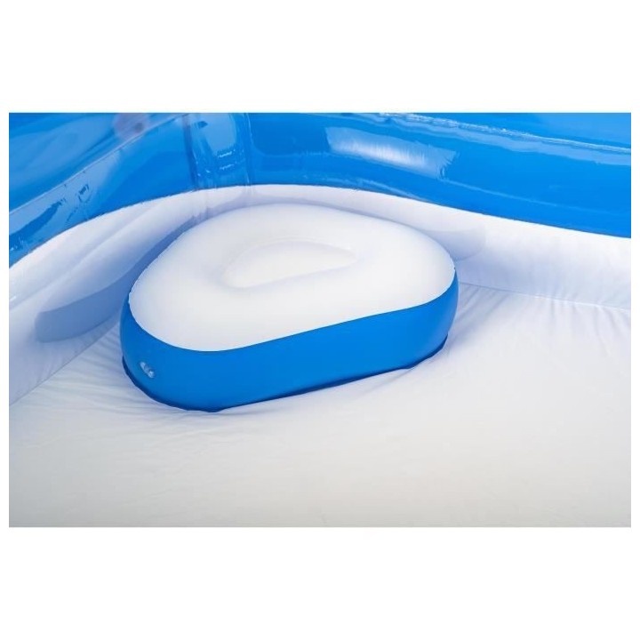 Piscine gonflable octogonale bleue avec sieges et appuie-tetes 213 x 2