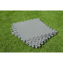 BESTWAY Lot de 9 Dalles de protection de sol mousse gris 50 x 50 cm ép 3,6mm (tapis de sol pour piscine hors sol ou spa gonflab