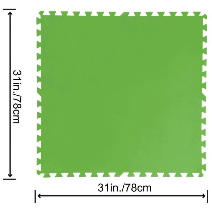 BESTWAY Lot de 9 Dalles de protection de sol en mousse vert 78 x 78 cm