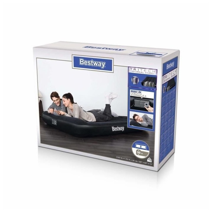 Lit gonflable - BESTWAY - Matelas 2 places - 203 x 152 x 30 cm - Pompe