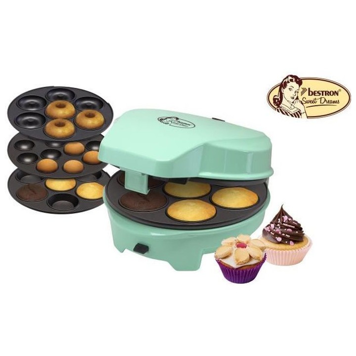 Bestron Appareil a gâteaux 3-en-1 Vert menthe 700 W ASW238