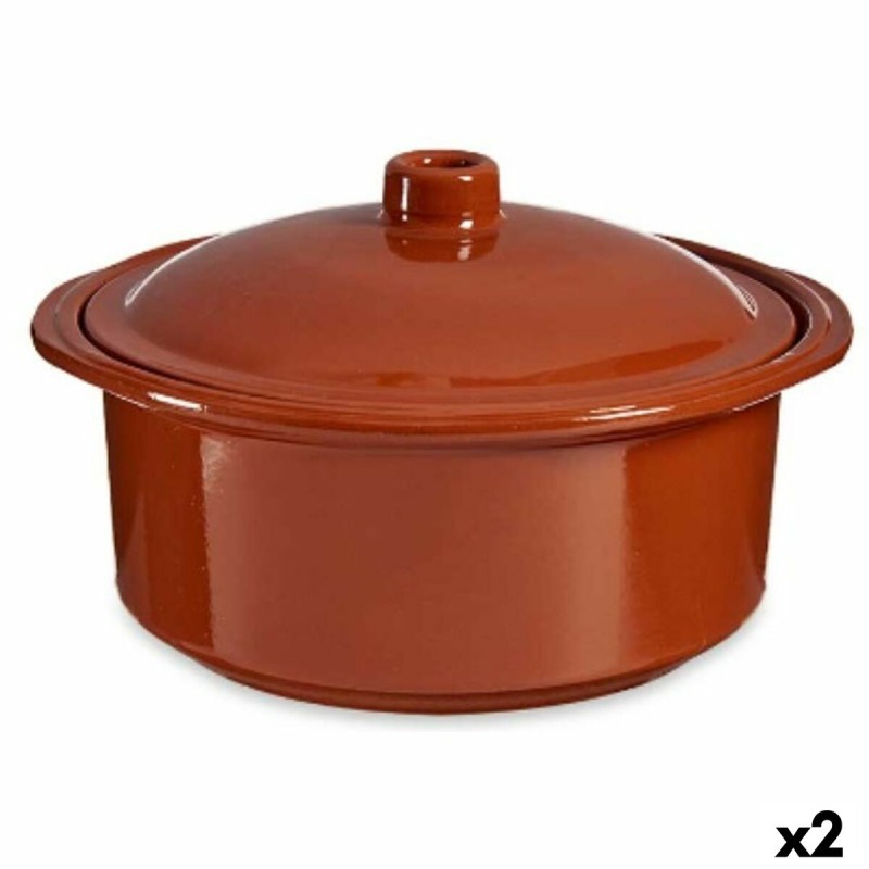 Marmite avec couvercle Faïence 3,5 L 28,5 x 16 x 27 cm (2 Unités)