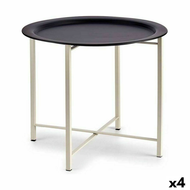 Table d'appoint Blanc Noir Métal 52 x 44 x 52 cm (4 Unités)