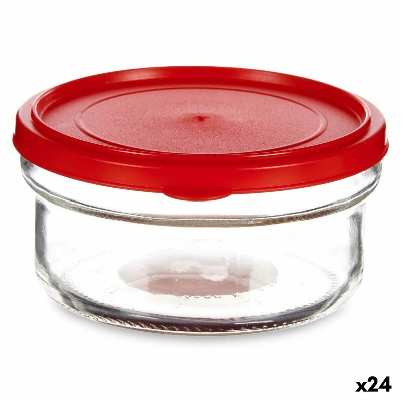 Panier-repas rond avec couvercle Rouge Plastique 415 ml 12 x 6 x 12 cm (24 Unités)