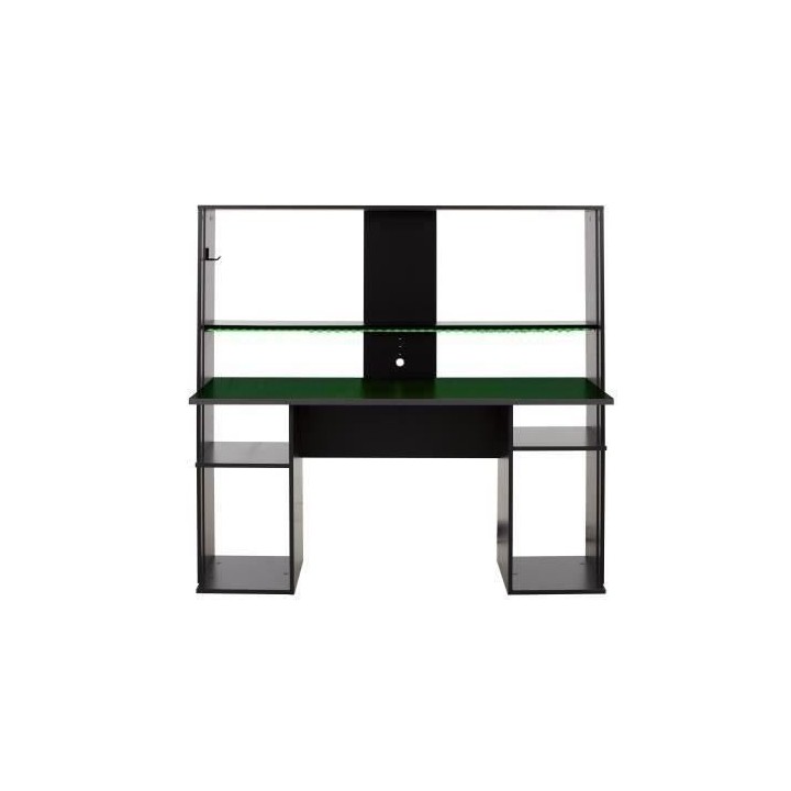 GAMI Bureau gamer Stream Industriel - Noir et anthracite - L 157 x P 6