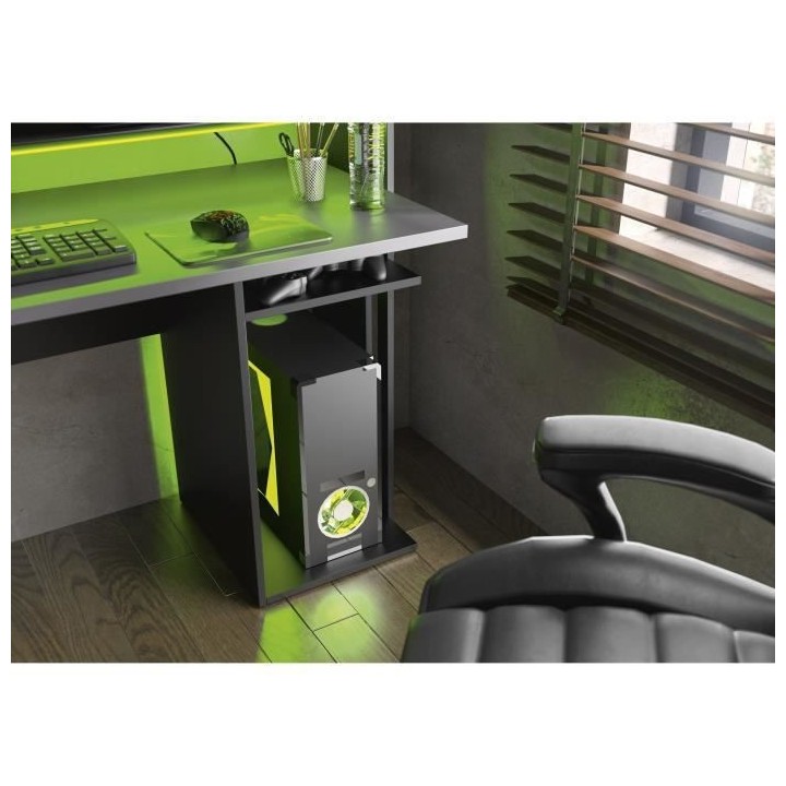 GAMI Bureau gamer Stream Industriel - Noir et anthracite - L 157 x P 6