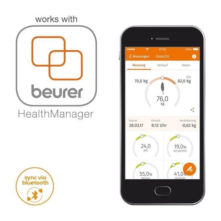 BEURER BF 850 Impédancemetre connecté - Blanc