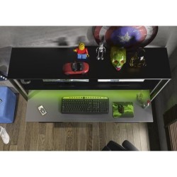 GAMI Bureau gamer Stream Industriel - Noir et anthracite - L 157 x P 60 x H 145 cm