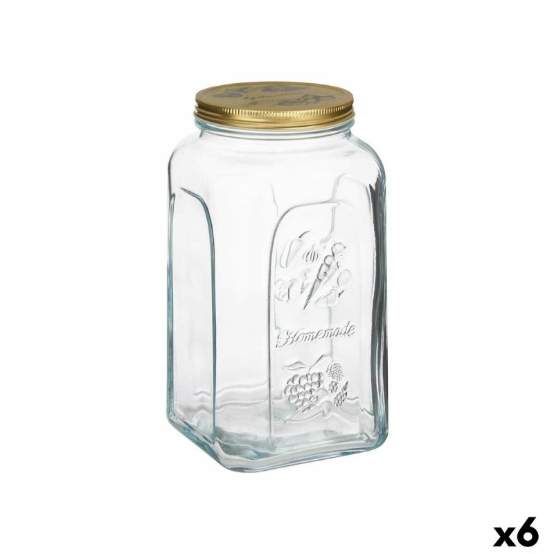 Bocal Homemade Transparent Doré Métal verre 3 L 13 x 25 x 13 cm (6 Unités)