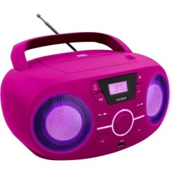 BIGBEN CD61RSUSB Lecteur Radio Cd Portable Usb Rose + Speakers Lumineux